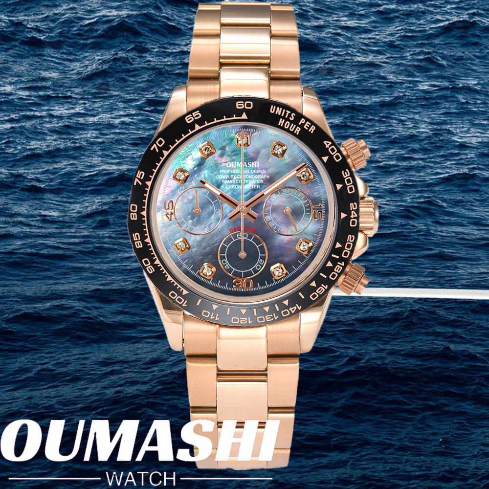 Chronograph Flyback Watch - Zegarki VK63 39,3 mm Perłowa tekstura