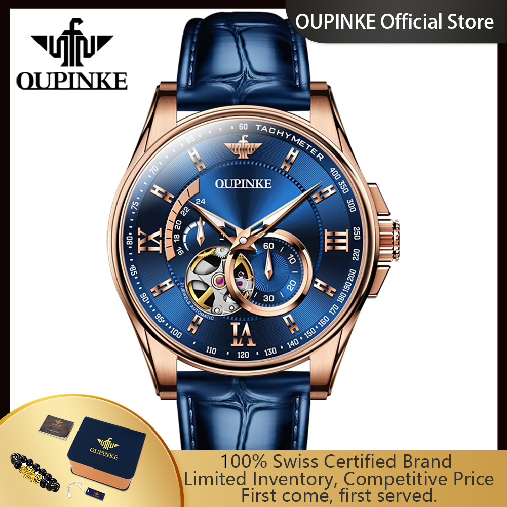 Chronograph Flyback Watch - OUPINKE 3222 Oryginalny automatyczny zegarek męski