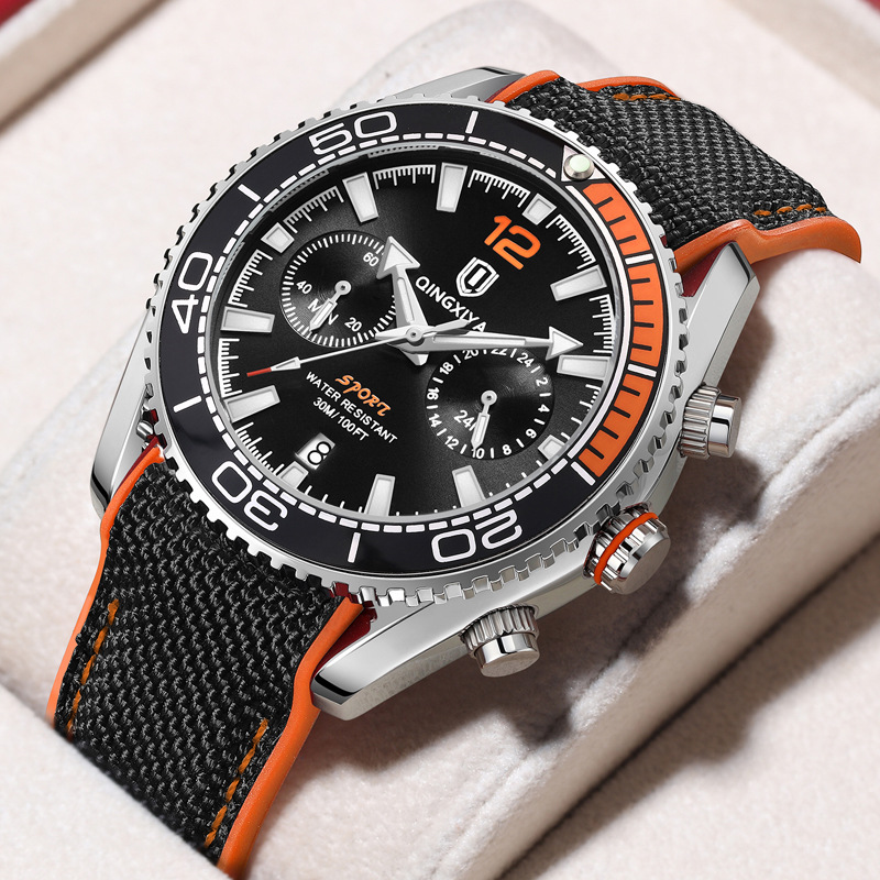 Chronograph Flyback Watch - Popularny Klasyczny Męski Zegarek Kwarcowy z