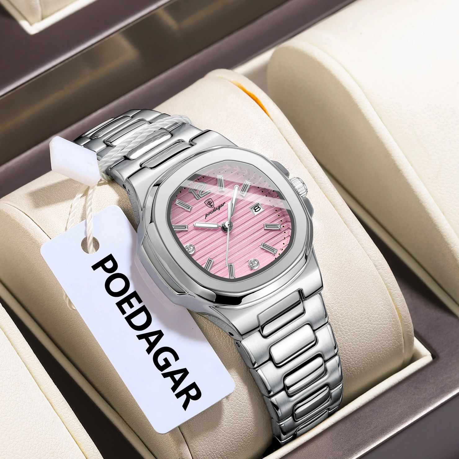 POEDAGAR Kwadratowy Zegarek Da – Ladies Luxury Watch recenzja i cena