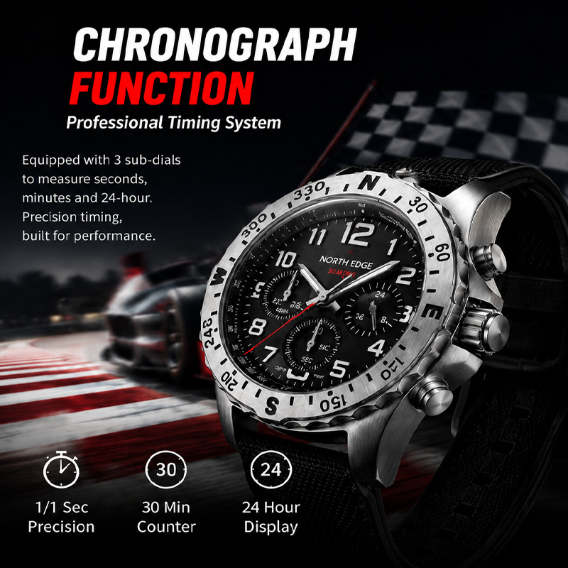 NORTH EDGE MACH 2 Męskie Zegar – Chronograph Flyback Watch recenzja i cena