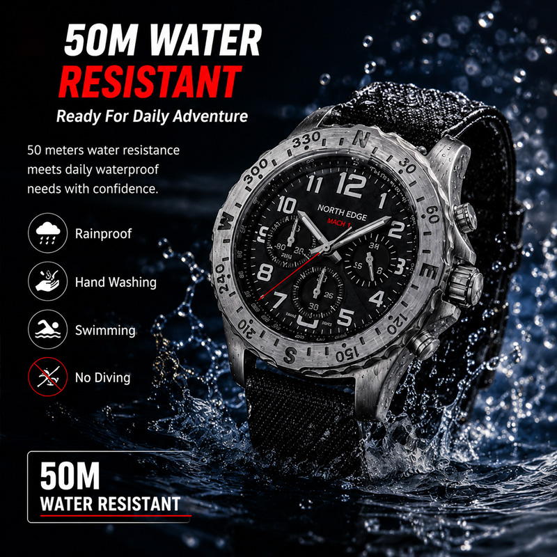 NORTH EDGE MACH 2 Męskie Zegar – Chronograph Flyback Watch recenzja i cena