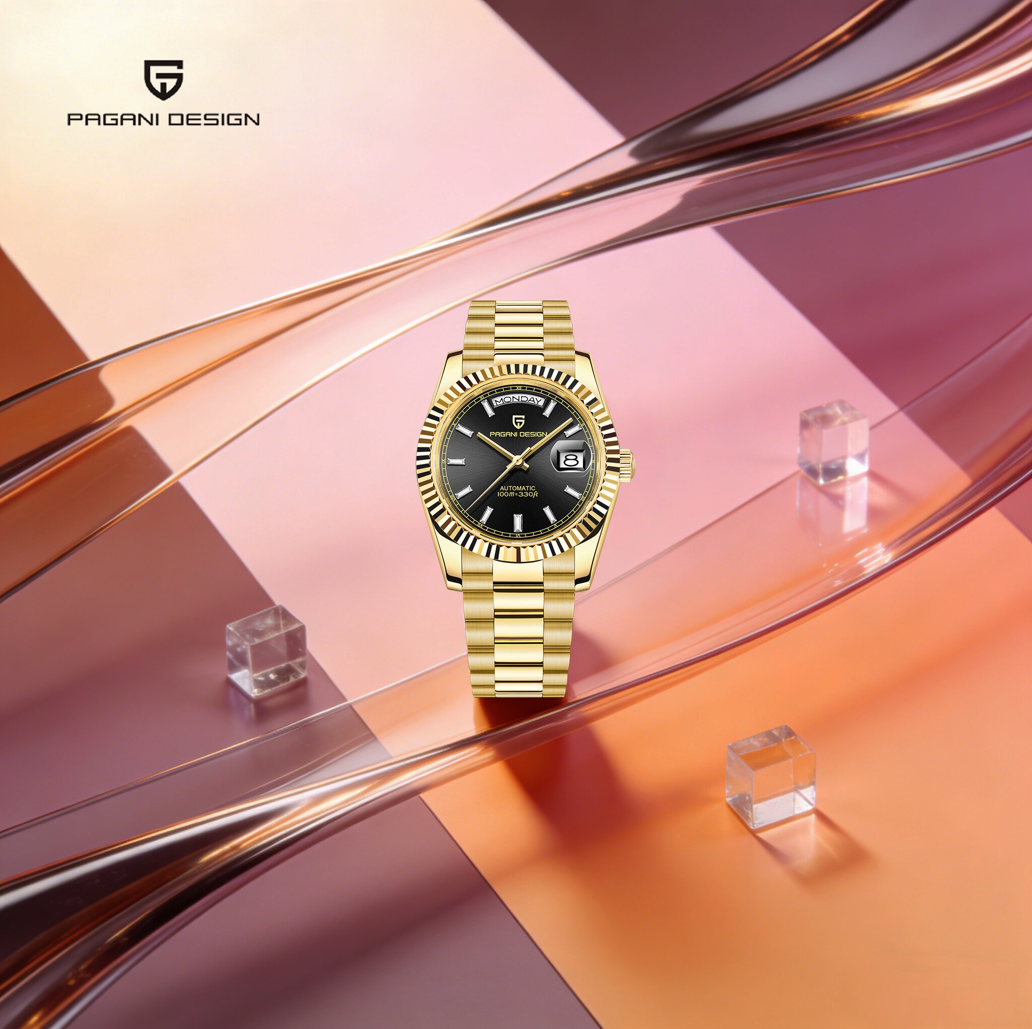 PAGANI DESIGN Luksusowy męski  – Luxury Watch Gold And Black recenzja i cena