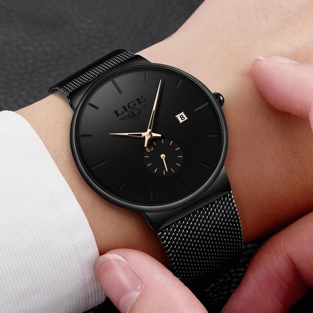LIGE modne męskie zegarki Top  – Luxury Watch Mockup recenzja i cena